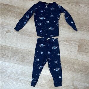Petit Lem Outer Space Planets Rockets Navy Unisex Printed Pajamas 2 pc Set PJs